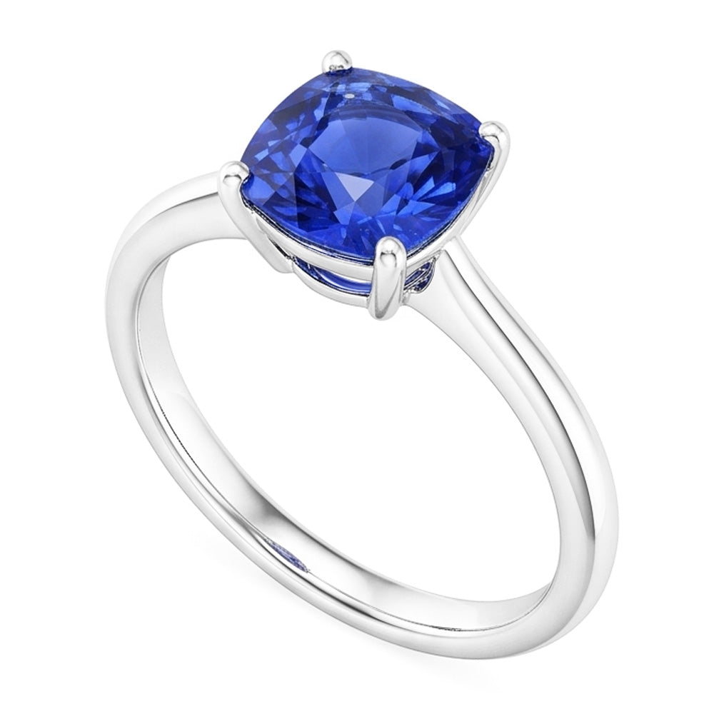Solitaire Gemstone Jewelry Cushion Ceylon Sapphire Ring 1.50 Carats