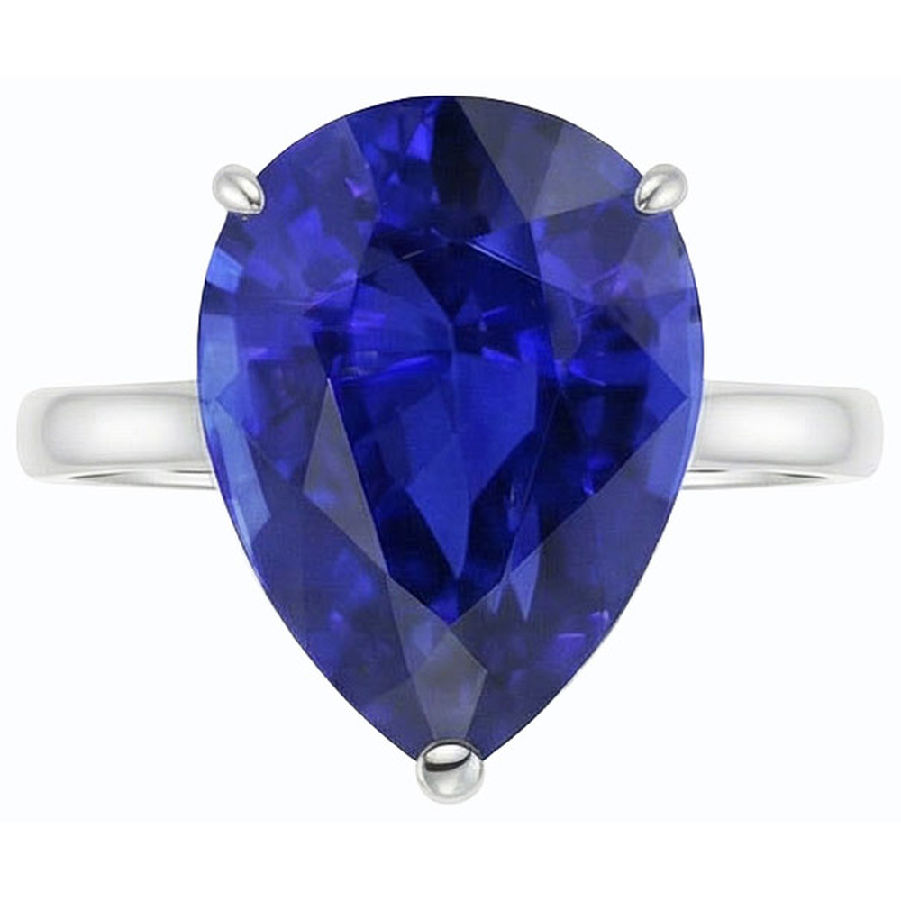 Solitaire Gemstone Jewelry Ring Pear Sri Lankan Sapphire 4 Carats