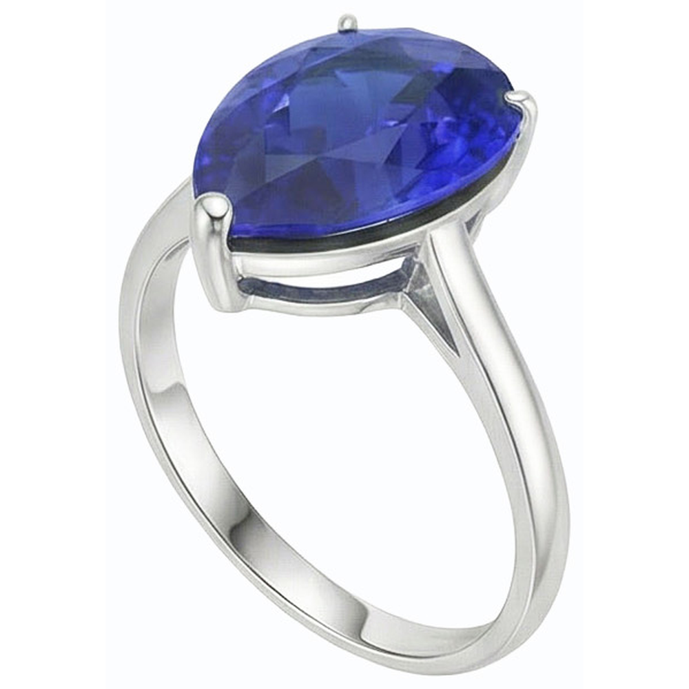 Solitaire Gemstone Jewelry Ring Pear Sri Lankan Sapphire 4 Carats