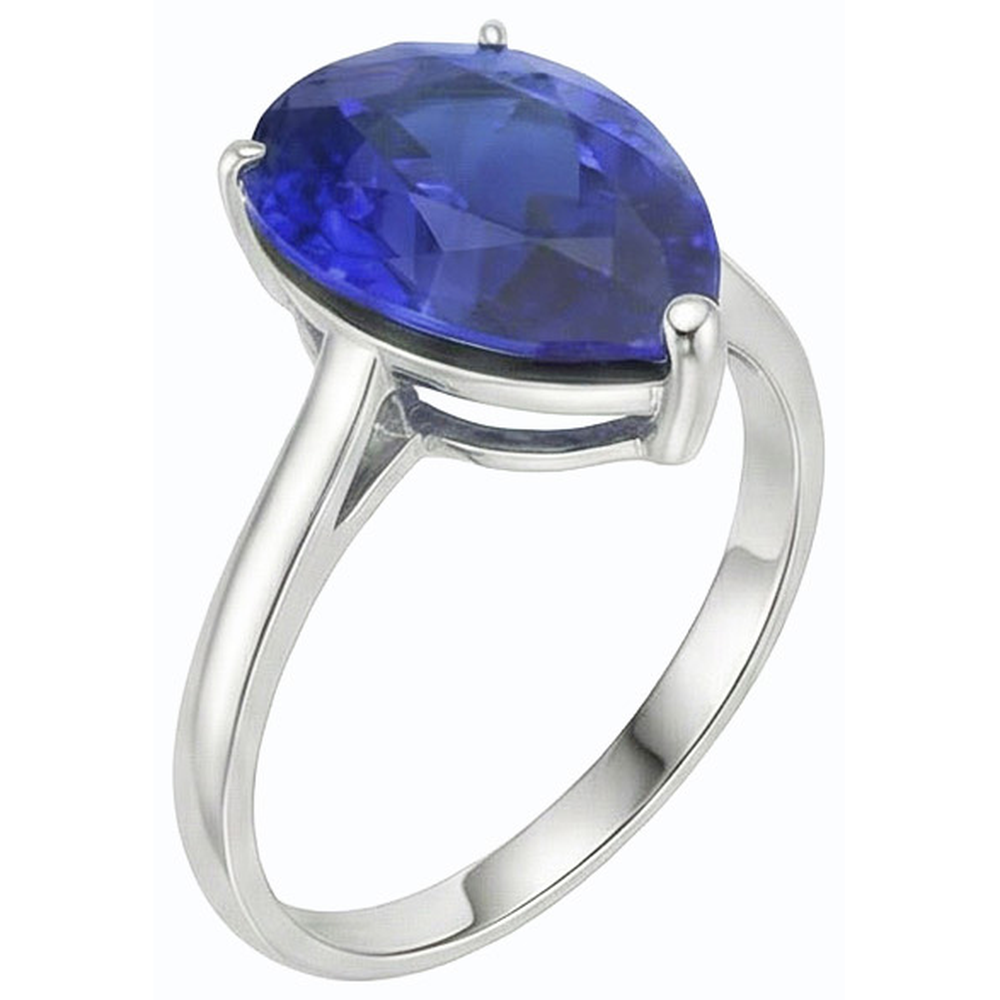 Solitaire Gemstone Jewelry Ring Pear Sri Lankan Sapphire 4 Carats
