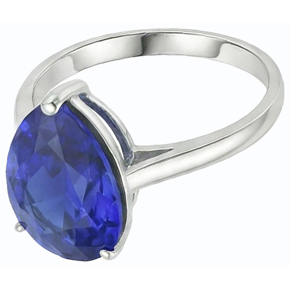 Solitaire Gemstone Jewelry Ring Pear Sri Lankan Sapphire 4 Carats