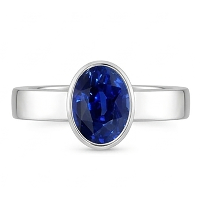 Solitaire Gemstone Mens Ring Ceylon Sapphire Bezel Set 2.50 Carats