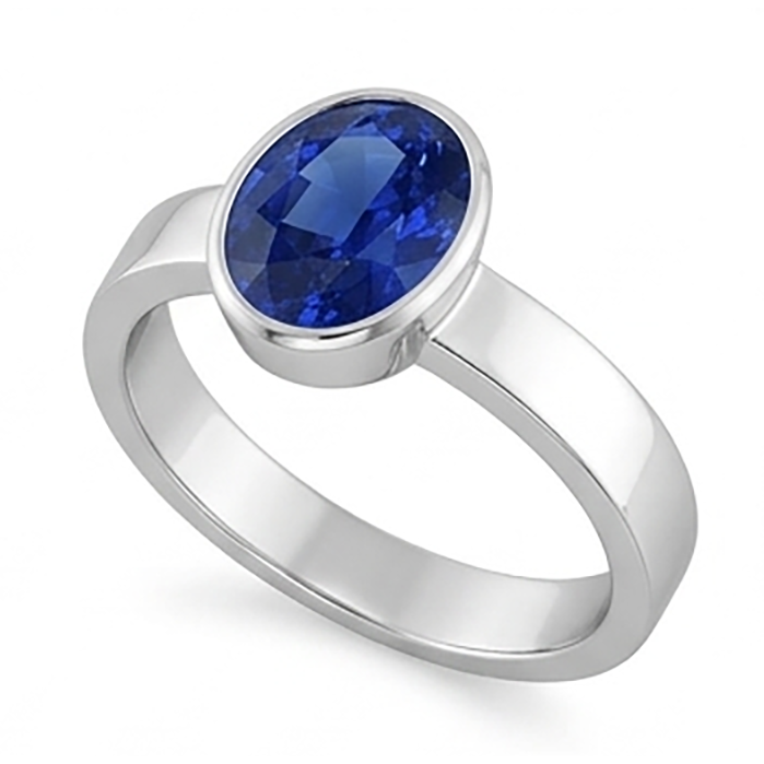 Solitaire Gemstone Mens Ring Ceylon Sapphire Bezel Set 2.50 Carats