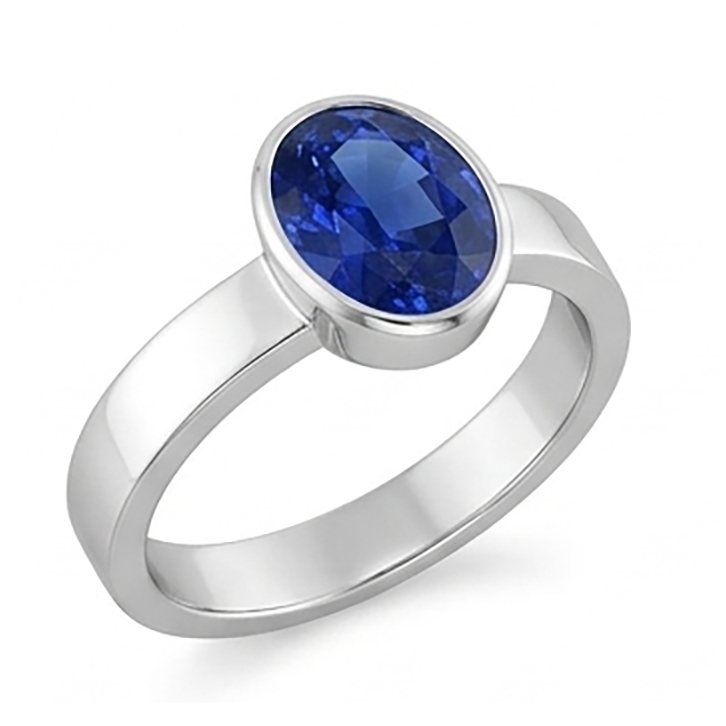 Solitaire Gemstone Mens Ring Ceylon Sapphire Bezel Set 2.50 Carats