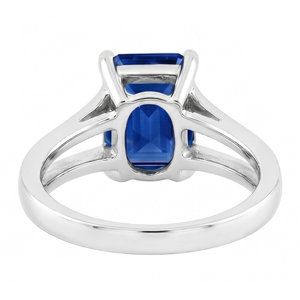 Solitaire Gemstone Ring Radiant Blue Sapphire 1.50 Carats Split Shank