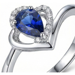 Natural Sapphire Ring 2.50ct - White Gold 14K