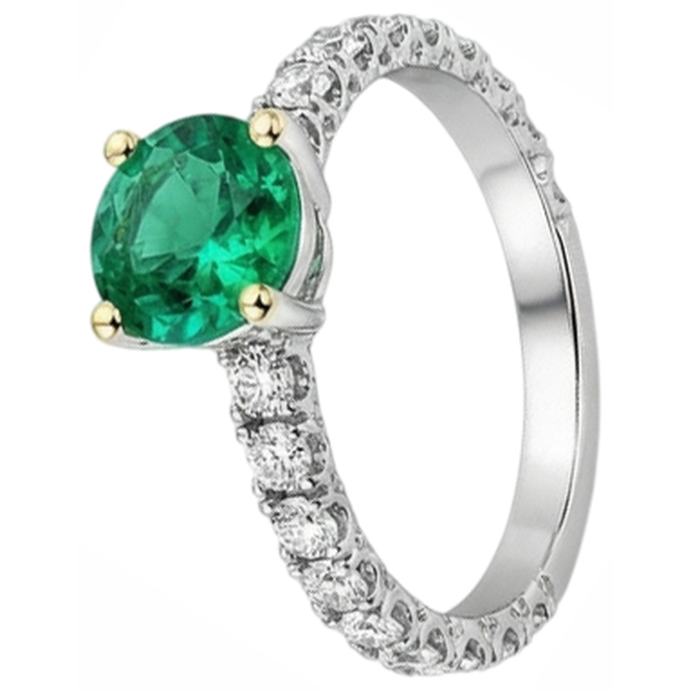 Colombian Emerald Precious Stone Ring 2.50-ct 14 Karat Two Tone Gold – side view