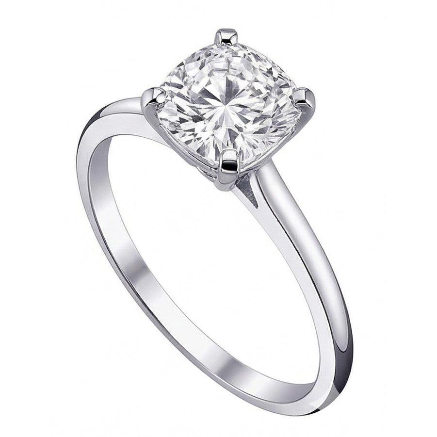 Solitaire Genuine Natural Earth Mined Diamond ( Not Lab Grown )  2.01 Carat Cushion Ring
