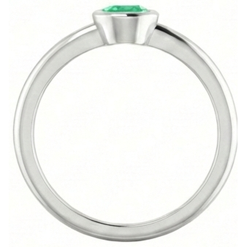 Solitaire Green Emerald Engagement Ring 0.75 Carats Bezel Setting