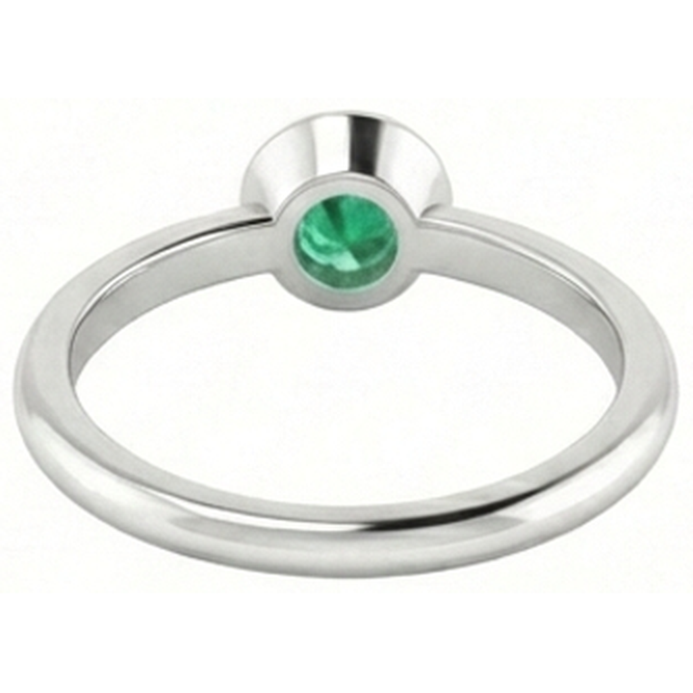 Solitaire Green Emerald Engagement Ring 0.75 Carats Bezel Setting
