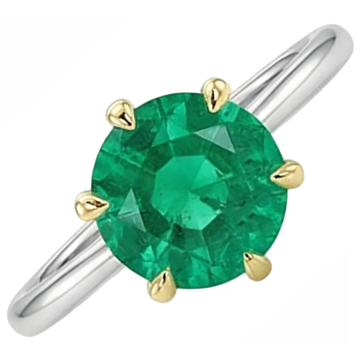 Colombian Emerald Precious Stone Ring 2.50-ct 14 Karat Two Tone Gold – angle view