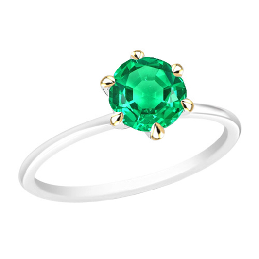 Genuine Colombian Emerald Precious Stone Ring 2.50 ct 14 Karat Two Tone Gold – main view