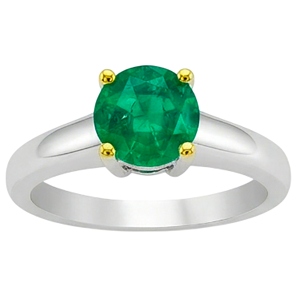 Handmade Fine Emerald Colored Stone Ring 2 ct – front view
