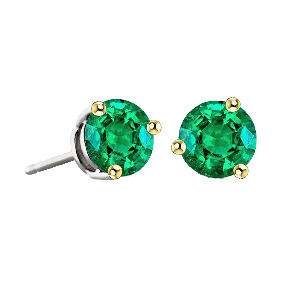 Round Cut Fine Emerald ring in Two-Tone 14K Gold – main view