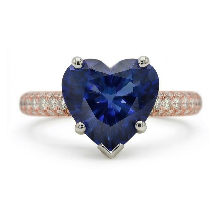 natural round sapphire 3.50ct ring close up detail