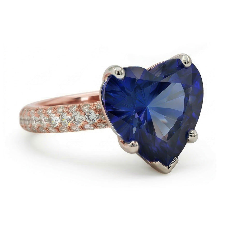 natural round sapphire 3.50ct ring top view