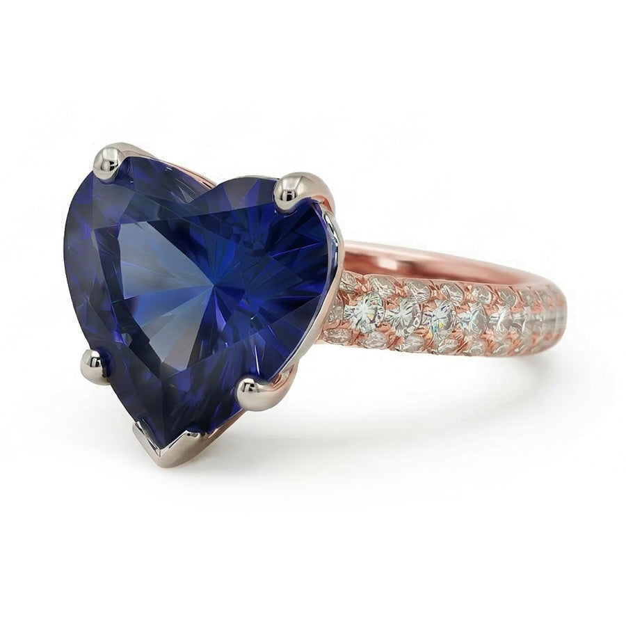 natural round sapphire 3.50ct ring profile view