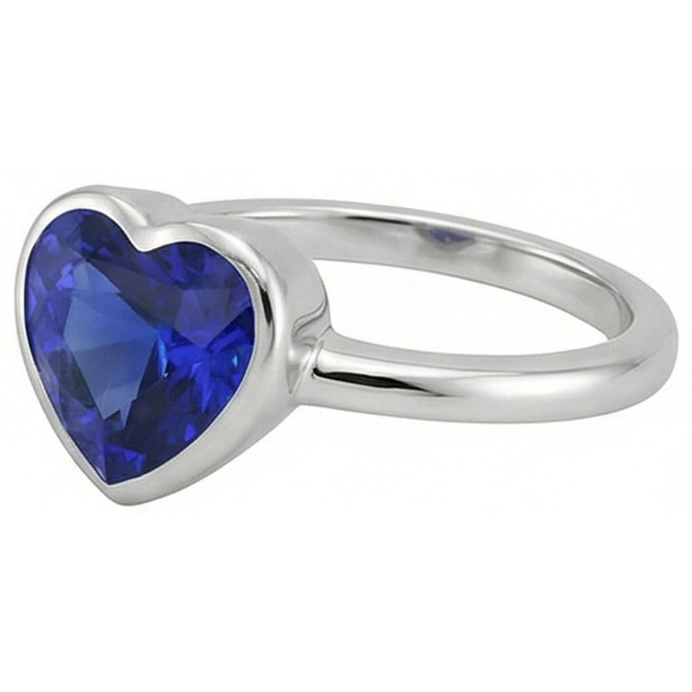 Solitaire Heart Cut Bezel Set Sri Lankan Sapphire Ring 2.50 Carats