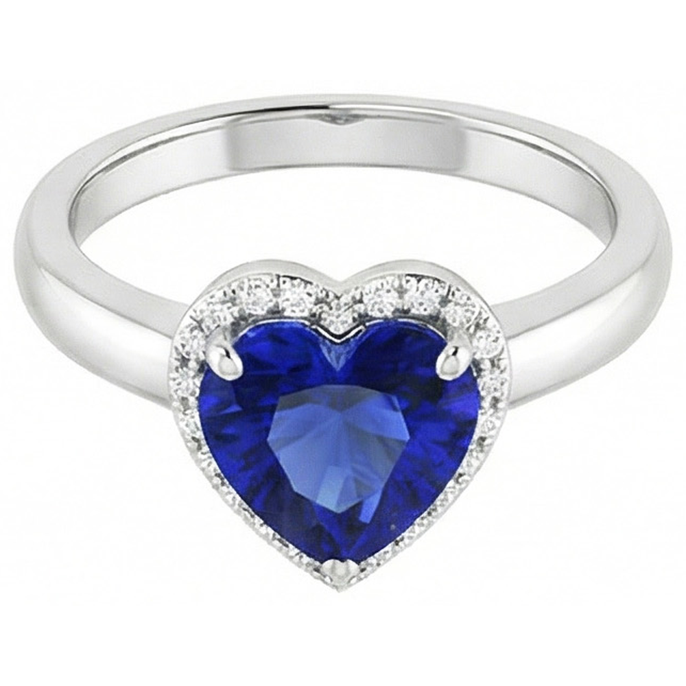 natural heart sapphire 2.50ct ring top view