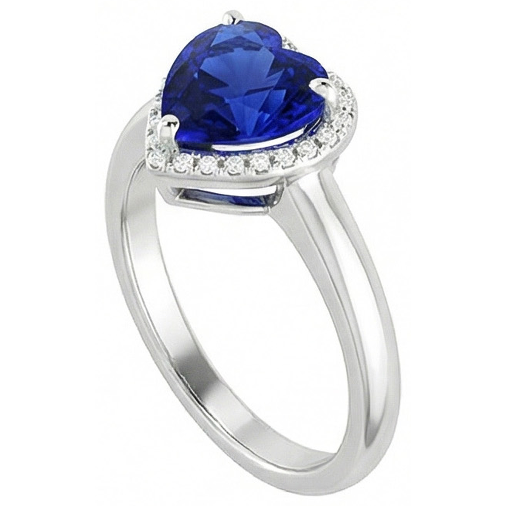 natural heart sapphire 2.50ct ring profile view