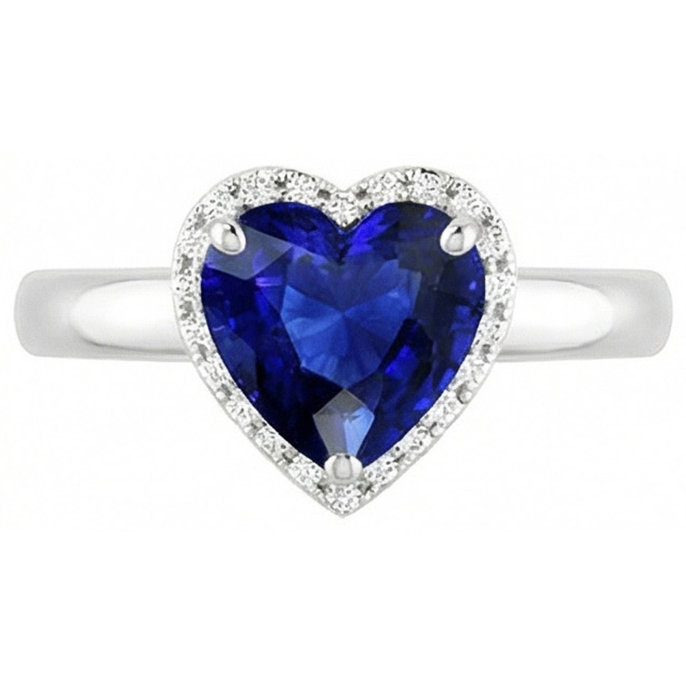 natural heart sapphire 2.50ct ring side angle