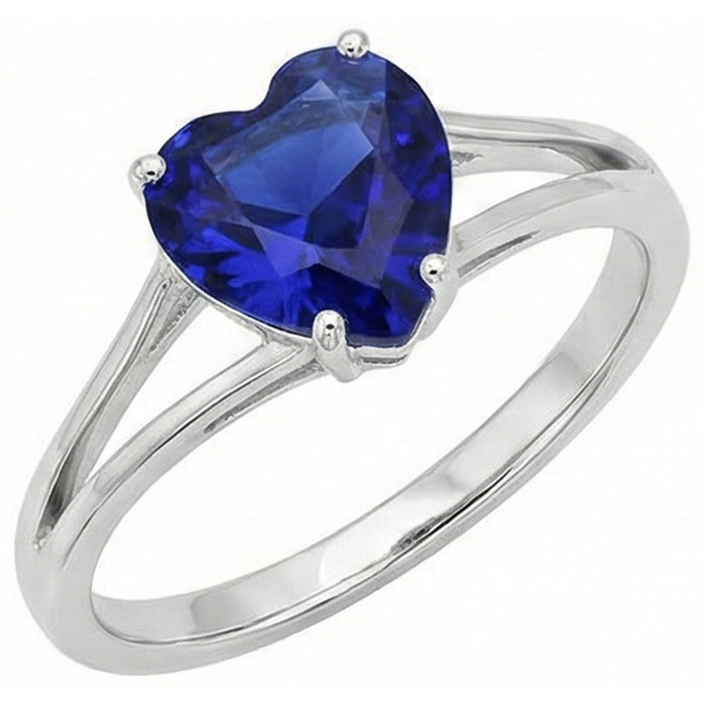 natural heart sapphire 2.50ct ring front view