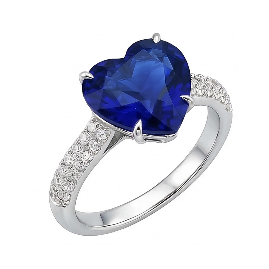 natural round sapphire 4.50ct ring close up detail