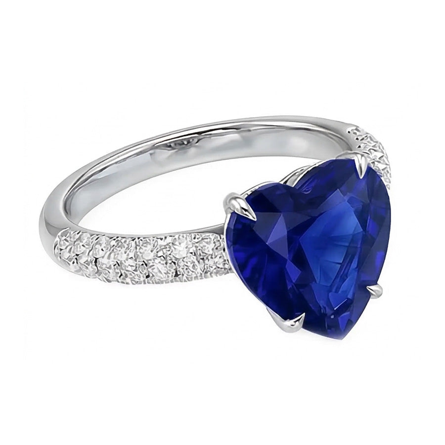 natural round sapphire 4.50ct ring top view