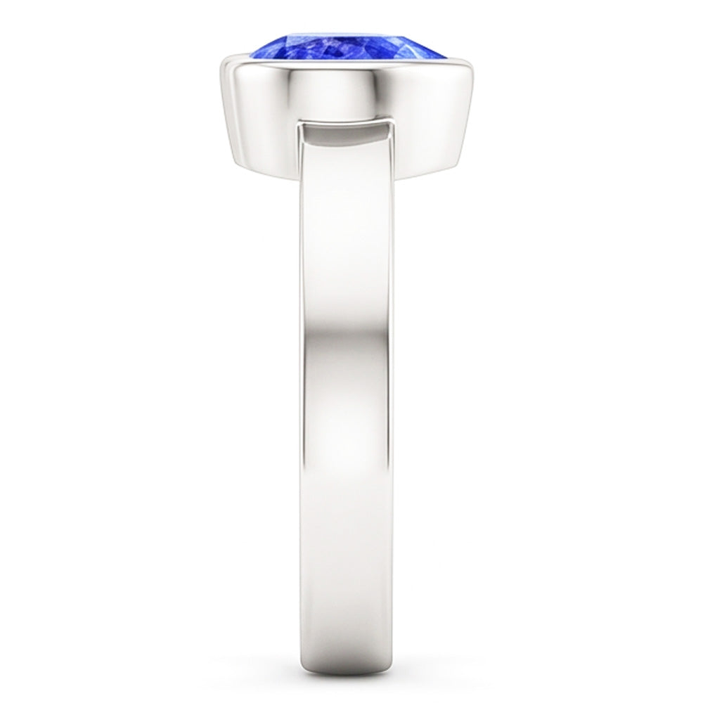Solitaire Heart Light Blue Sapphire Ring Bezel Set 1 Carat