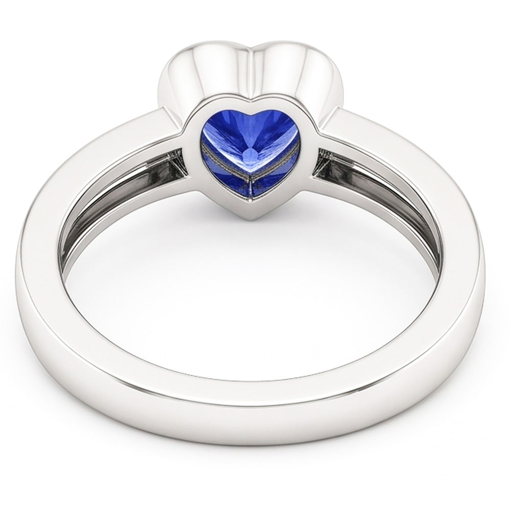Solitaire Heart Light Blue Sapphire Ring Bezel Set 1 Carat