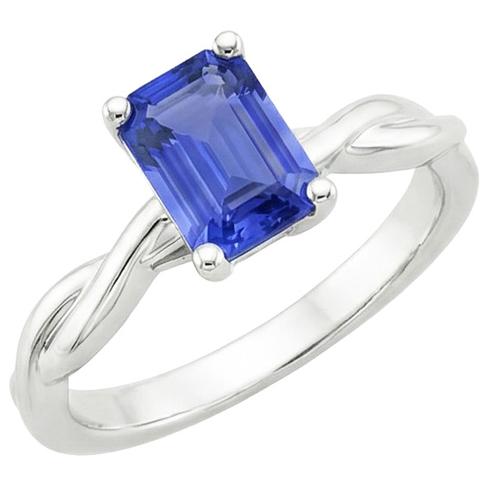 Solitaire Infinity Style Ring Emerald Sri Lankan Sapphire 2.50 Carats