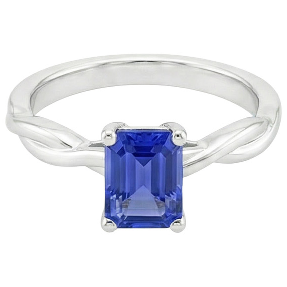 Solitaire Infinity Style Ring Emerald Sri Lankan Sapphire 2.50 Carats