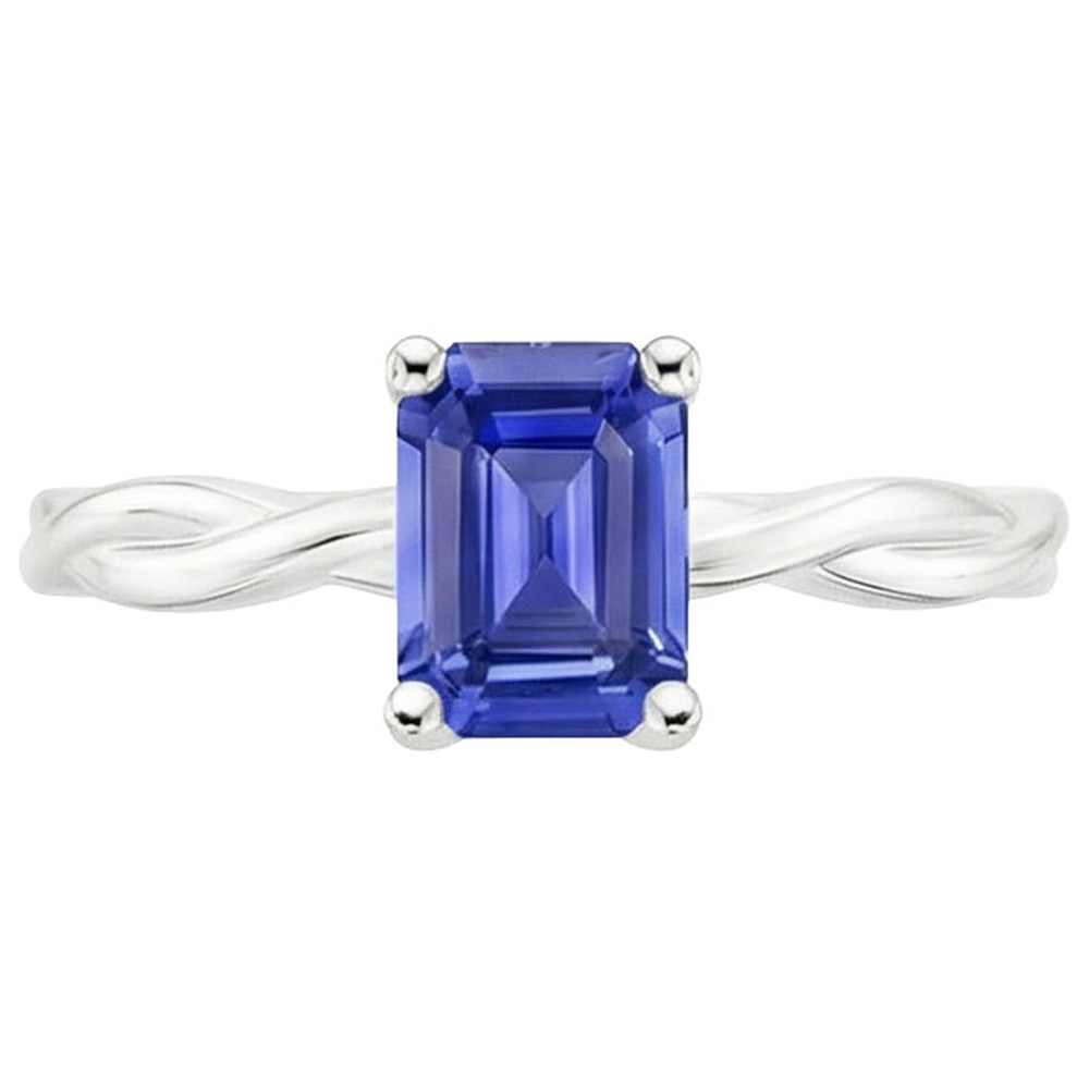 Solitaire Infinity Style Ring Emerald Sri Lankan Sapphire 2.50 Carats