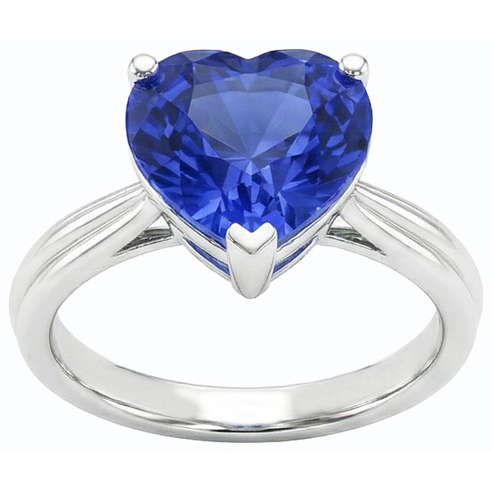 Solitaire Light Blue Sapphire Heart Ring 2.50 Carats Prong Set Jewelry