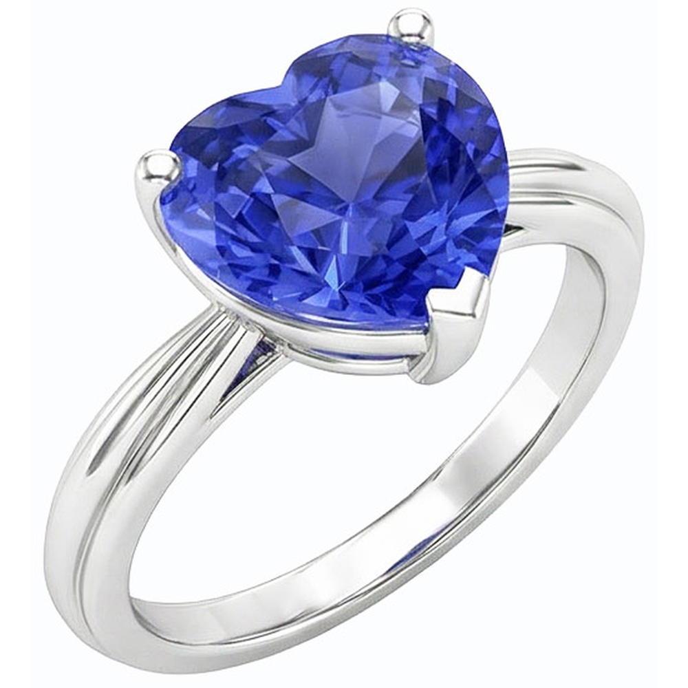 Solitaire Light Blue Sapphire Heart Ring 2.50 Carats Prong Set Jewelry