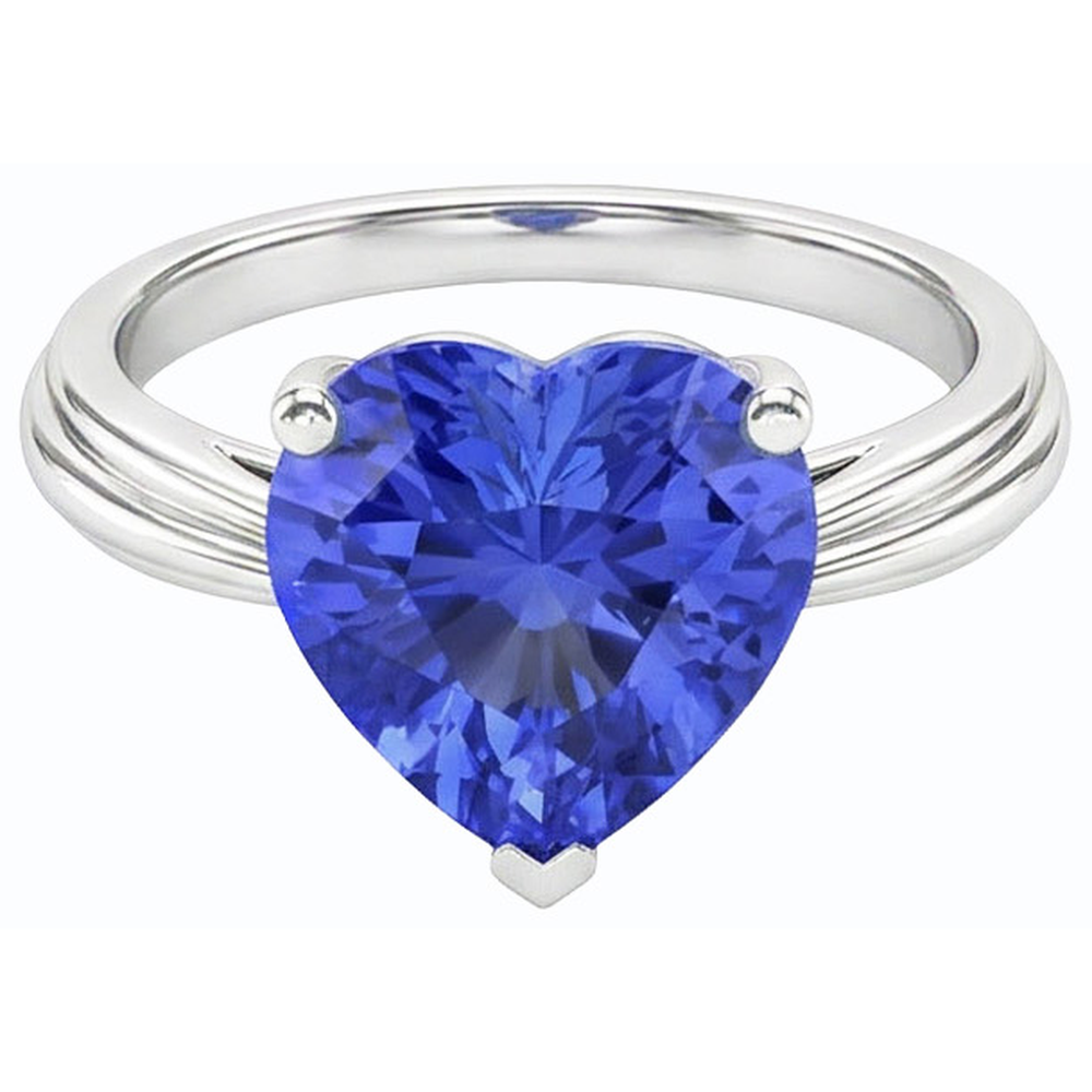Solitaire Light Blue Sapphire Heart Ring 2.50 Carats Prong Set Jewelry