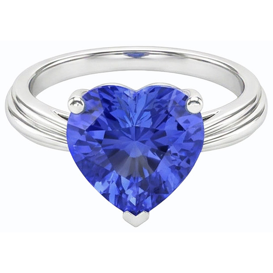 Solitaire Light Blue Sapphire Heart Ring 2.50 Carats Prong Set Jewelry