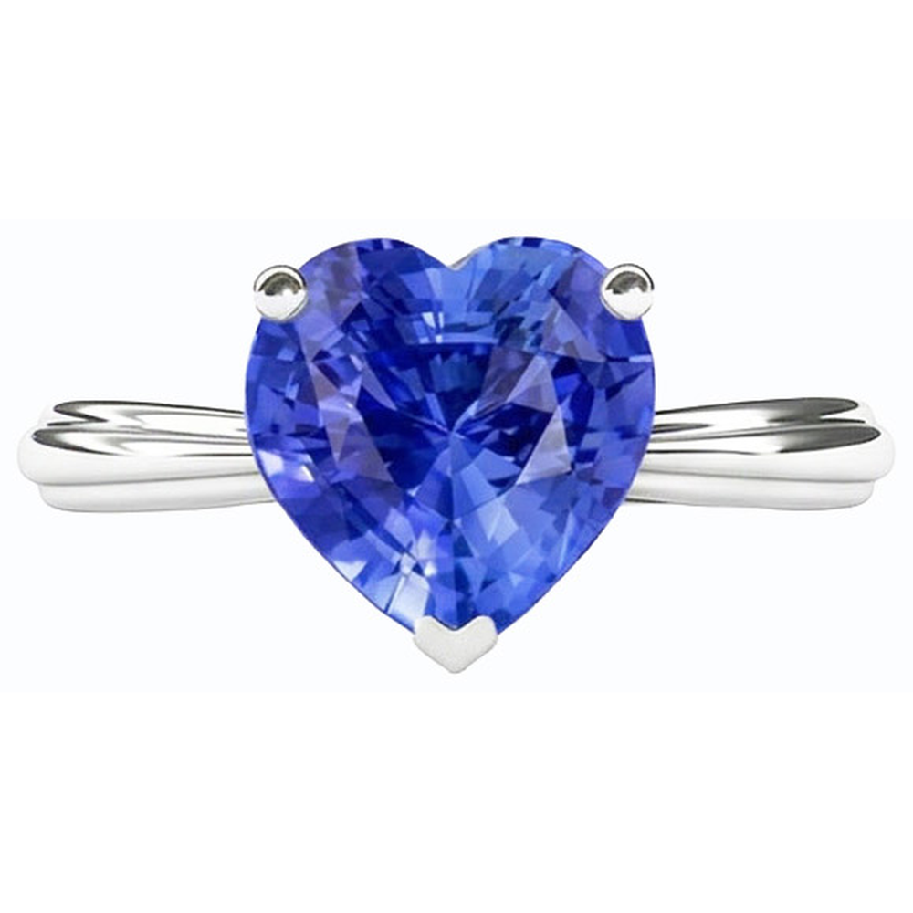 Solitaire Light Blue Sapphire Heart Ring 2.50 Carats Prong Set Jewelry