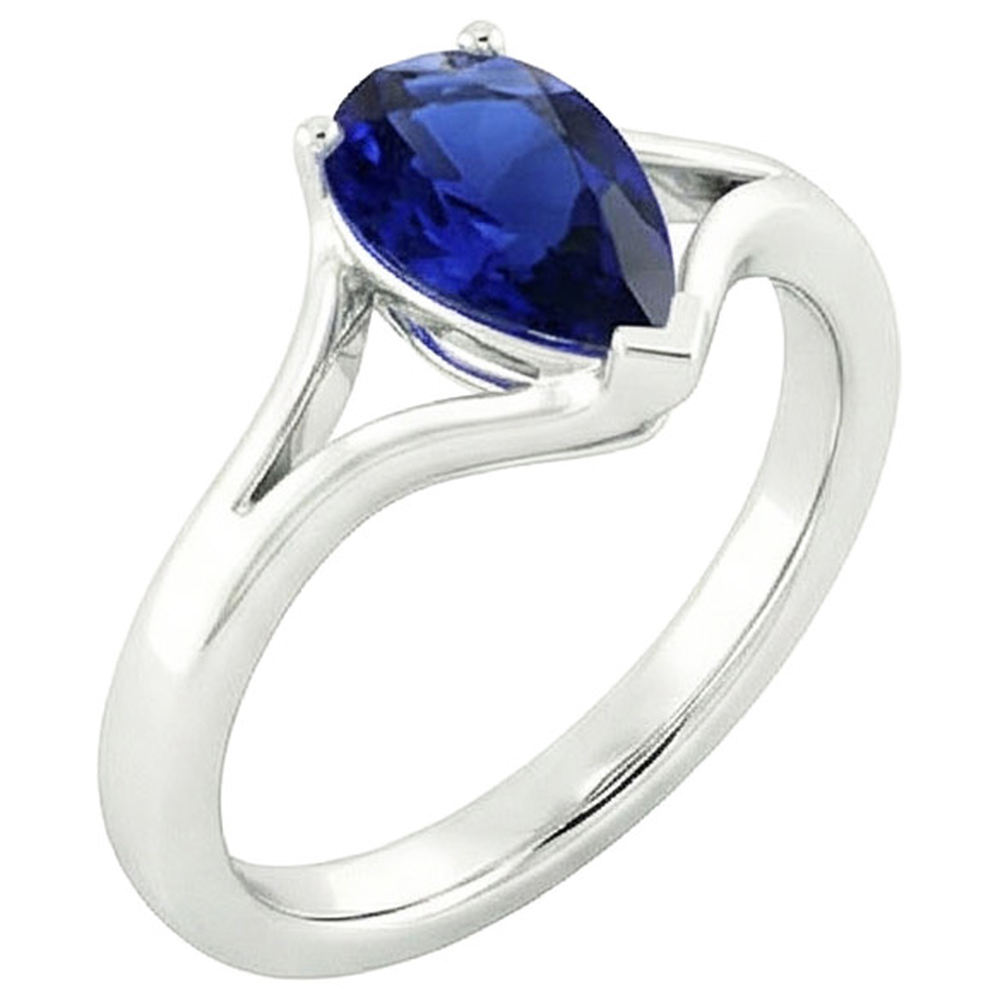 Solitaire Madagascar Pear Sapphire Ring