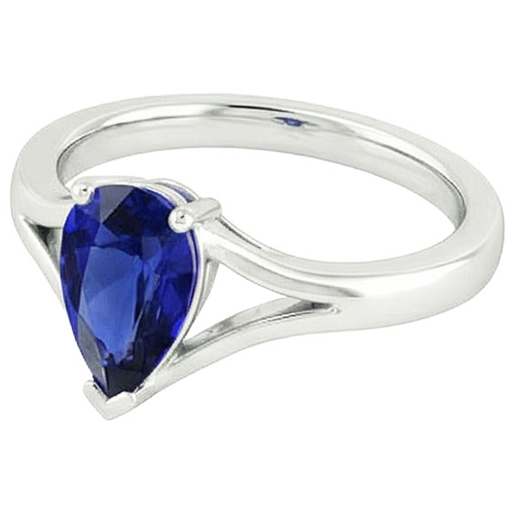 Solitaire Madagascar Pear Sapphire Ring