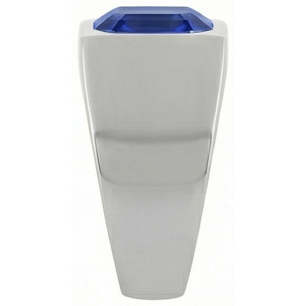 Solitaire Men's Ring 1.50 Carats Flush Set Blue Sapphire Asscher Cut