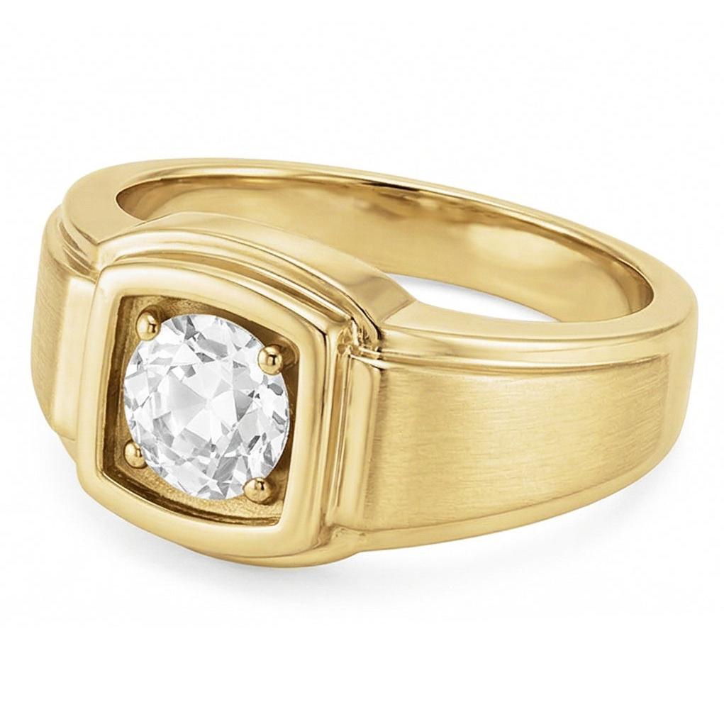 Solitaire Old Mine Round Cut Natural Diamond Ring 1.50 Carats White Gold 14K