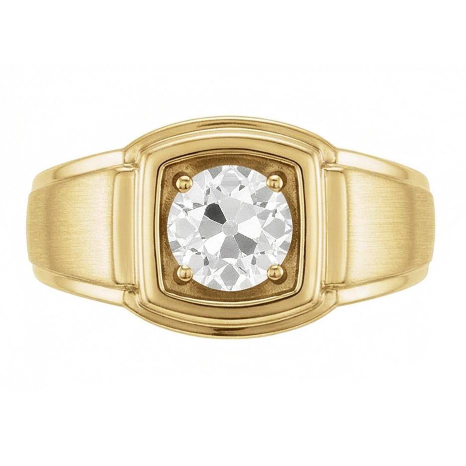 Solitaire Old Mine Round Cut Natural Diamond Ring 1.50 Carats White Gold 14K