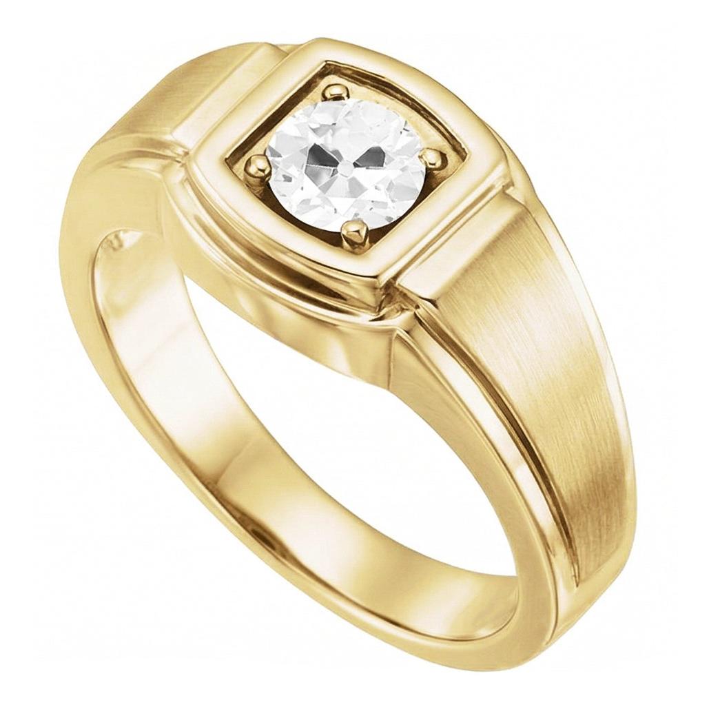 Solitaire Old Mine Round Cut Natural Diamond Ring 1.50 Carats White Gold 14K