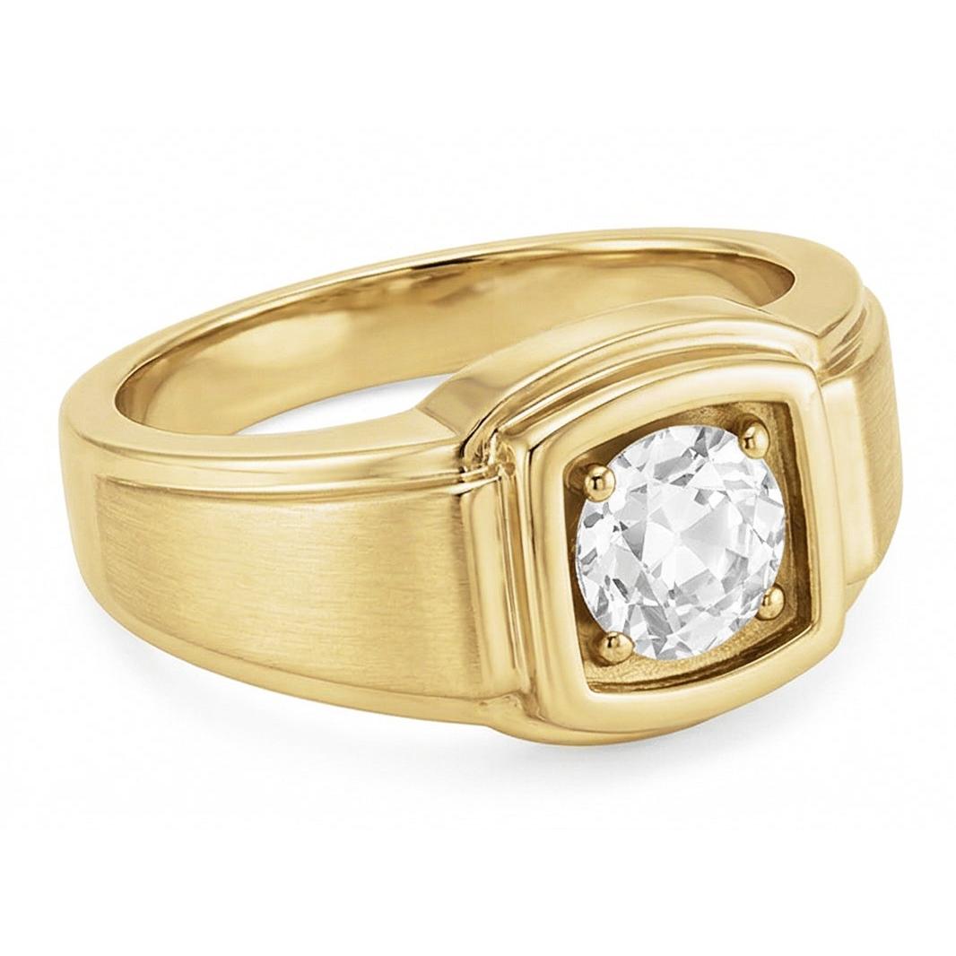 Solitaire Old Mine Round Cut Natural Diamond Ring 1.50 Carats White Gold 14K