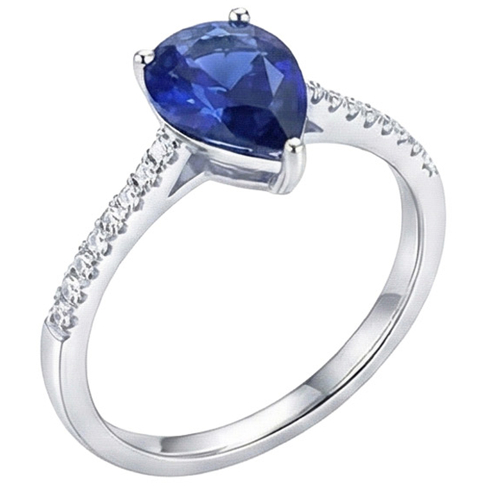 natural round sapphire 2.50ct ring front view