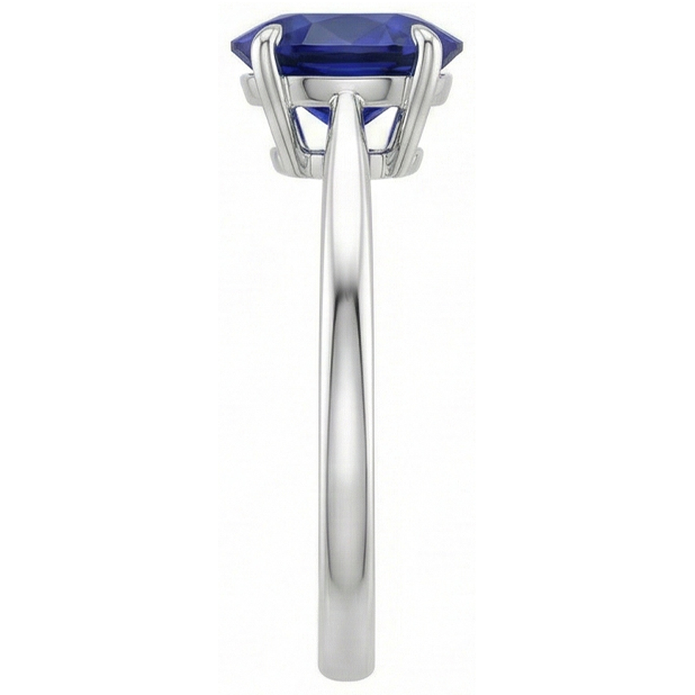Solitaire Oval Cut Blue Sapphire Ring 2 Carats White Gold 14K