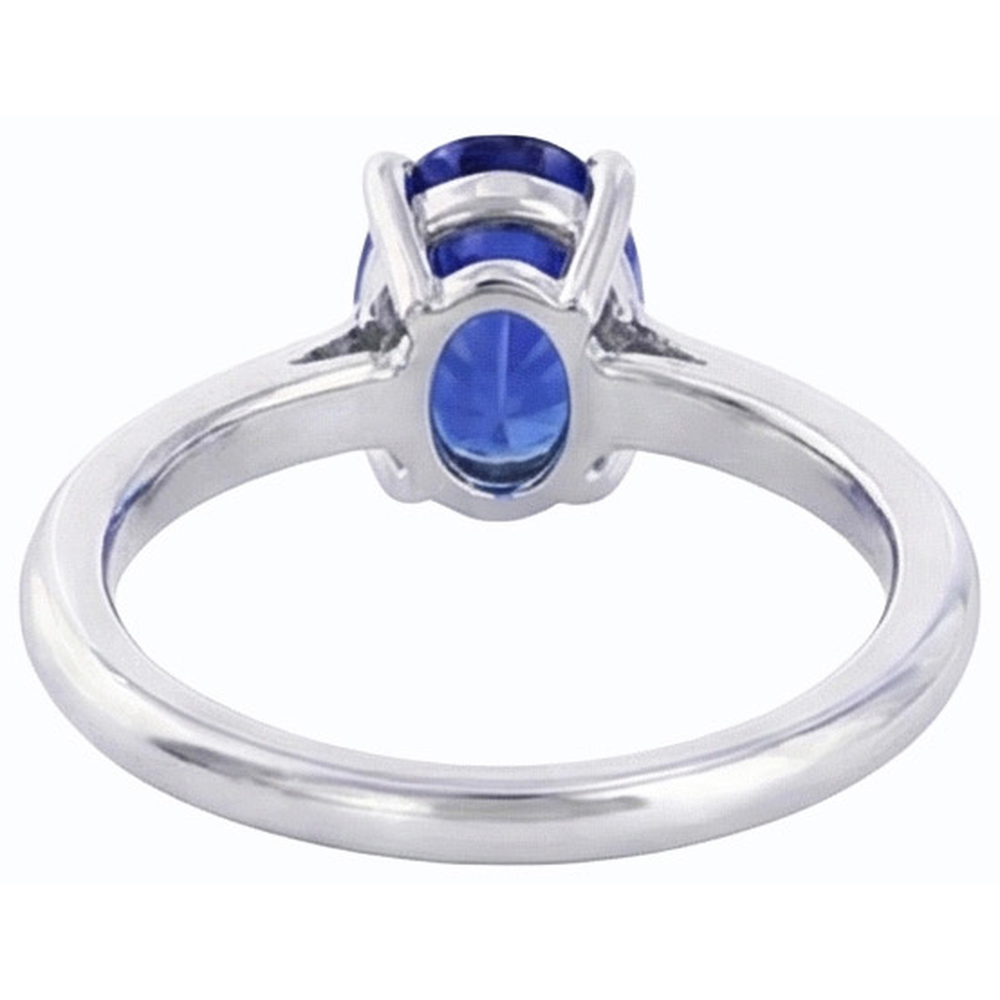 Solitaire Oval Gemstone Ring Prong Set Natural Blue Sapphire 1 Carat