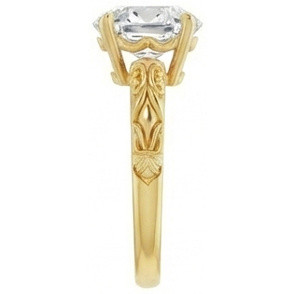 Natural Brilliant Diamond Single Stone Ring 3 ct 14K Yellow Gold – profile view