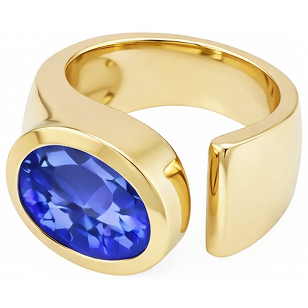 Solitaire Oval Tanzanite 2 Carat Ring Gemstone Jewelry
